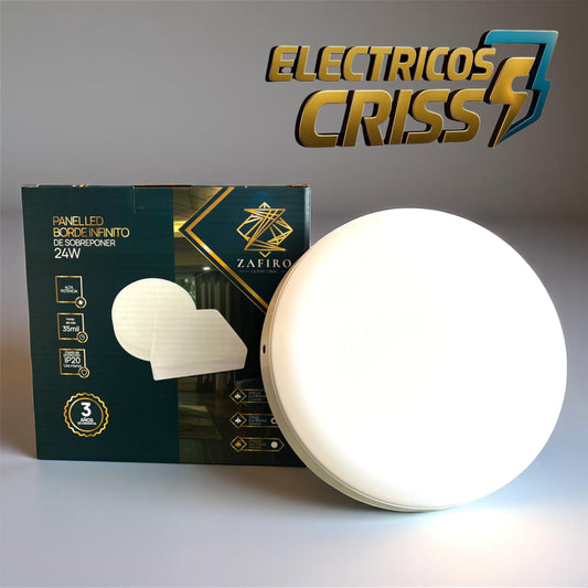 PANEL LED REDONDO BORDE INFINITO DE SOBREPONER 24W ZAFIRO