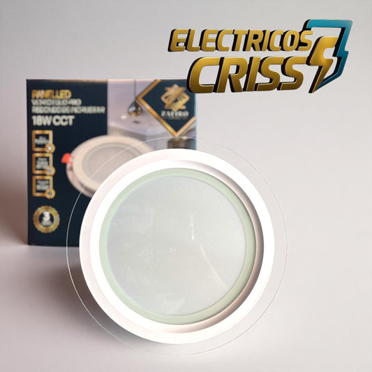 PANEL LED VIDRIO LUJO PRO REDONDO DE INCRUSTAR 18W ZAFIRO