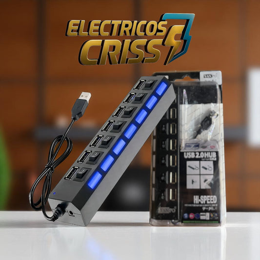 HUB USB 2.0 7 PUERTOS CON INTERRUPTORES INDIVIDUALES