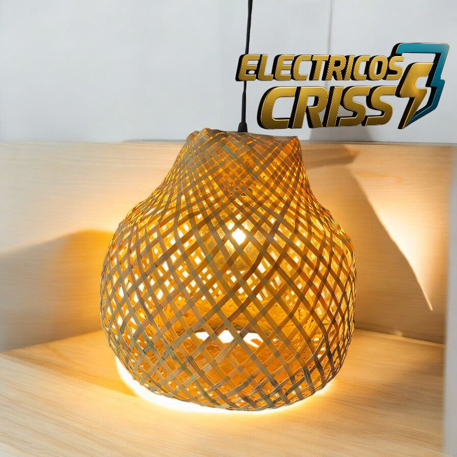 LÁMPARA DECORATIVA DE MIMBRE ARTESANAL (OFERTA)