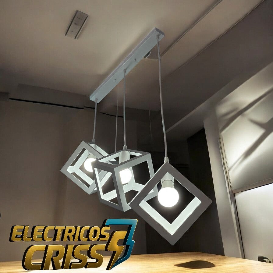 LÁMPARA DE 3 CUBOS BLANCOS