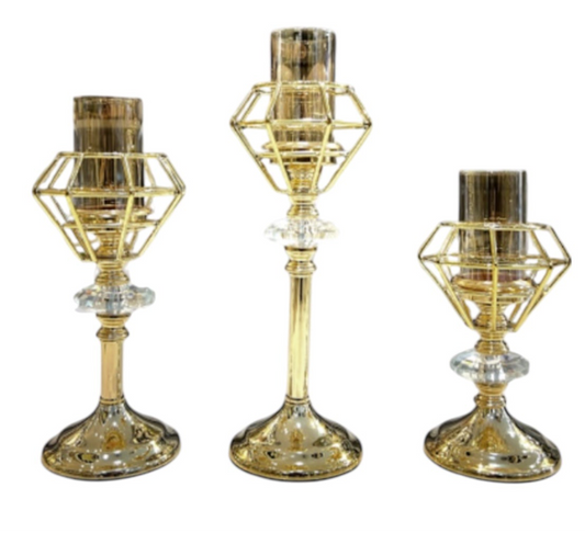 CANDELABROS DIAMANTADOS 3 unidades