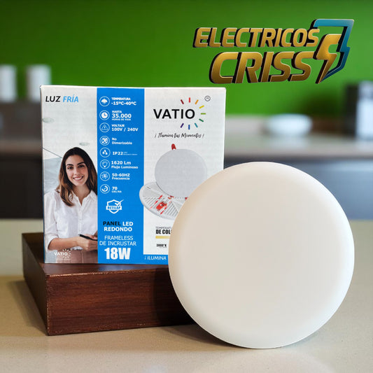PANEL LED REDONDO FRAMELESS DE INCRUSTAR 18W VATIO