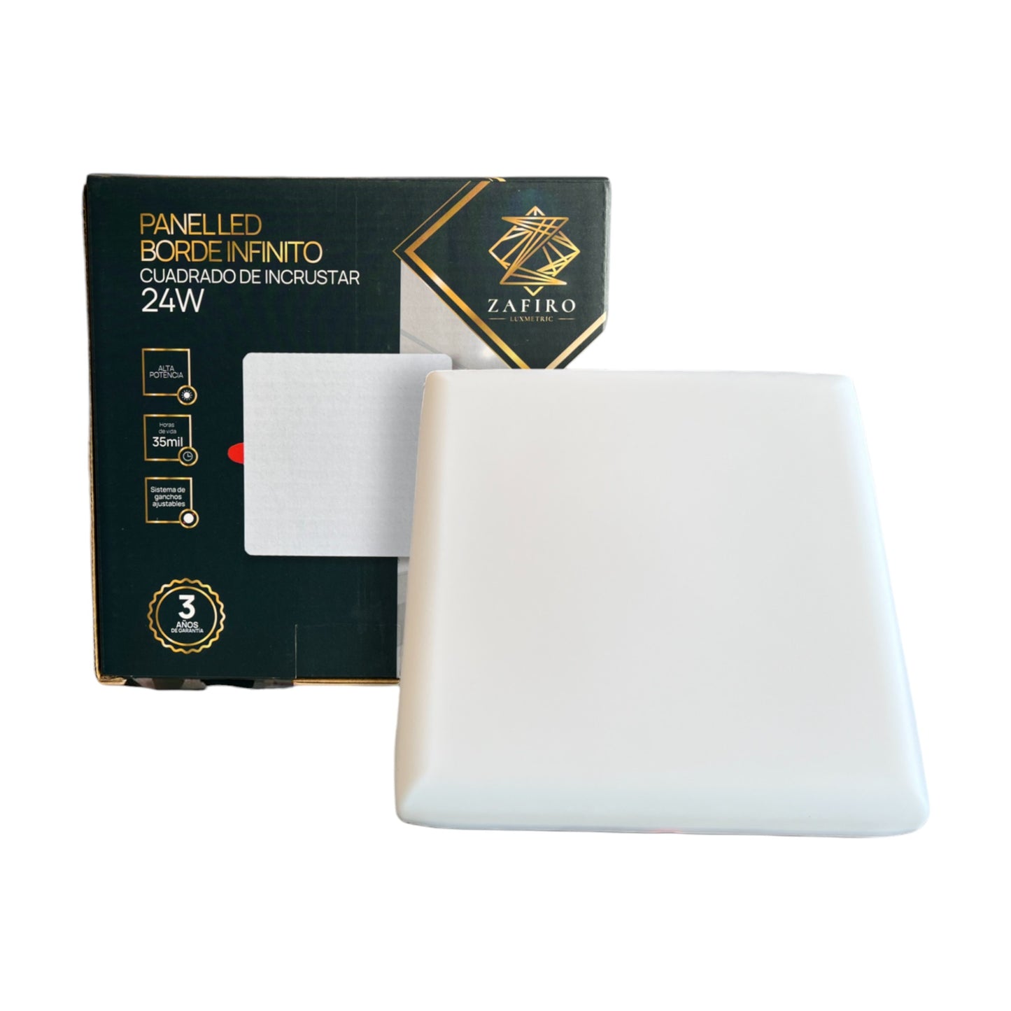 PANEL LED CUADRADO BORDE INFINITO DE INCRUSTAR 24W ZAFIRO