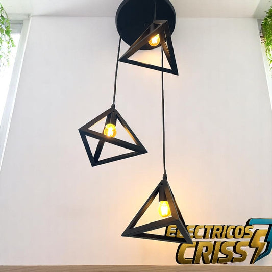 LÁMPARA COLGANTE DE 3 TRIANGULOS VINTAGE