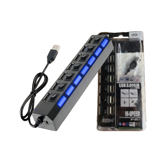 HUB USB 2.0 7 PUERTOS CON INTERRUPTORES INDIVIDUALES