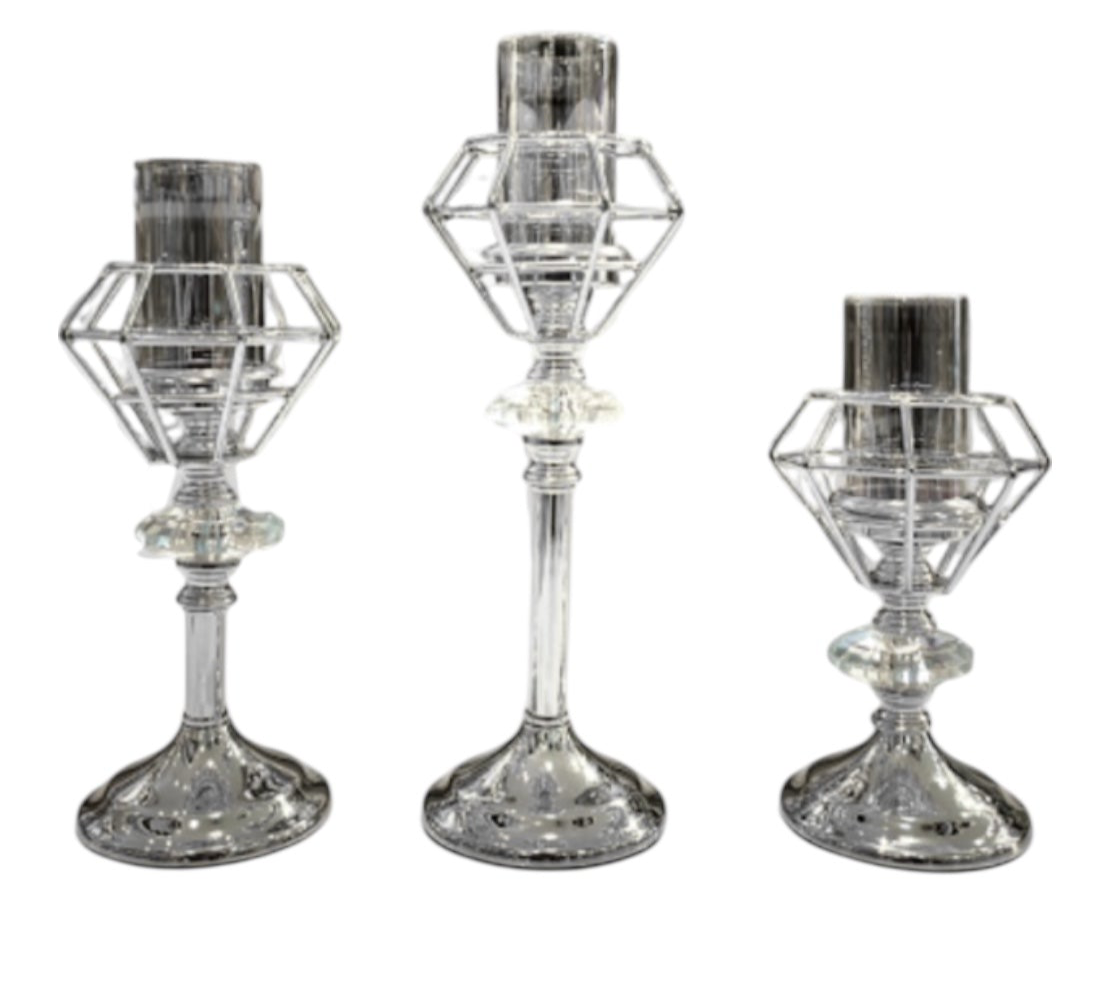 CANDELABROS DIAMANTADOS 3 unidades