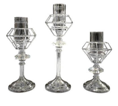 CANDELABROS DIAMANTADOS 3 unidades