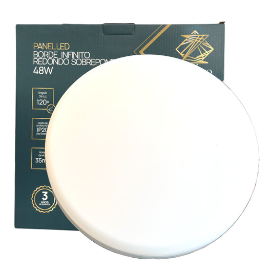PANEL LED REDONDO BORDE INFINITO DE SOBREPONER 48W ZAFIRO