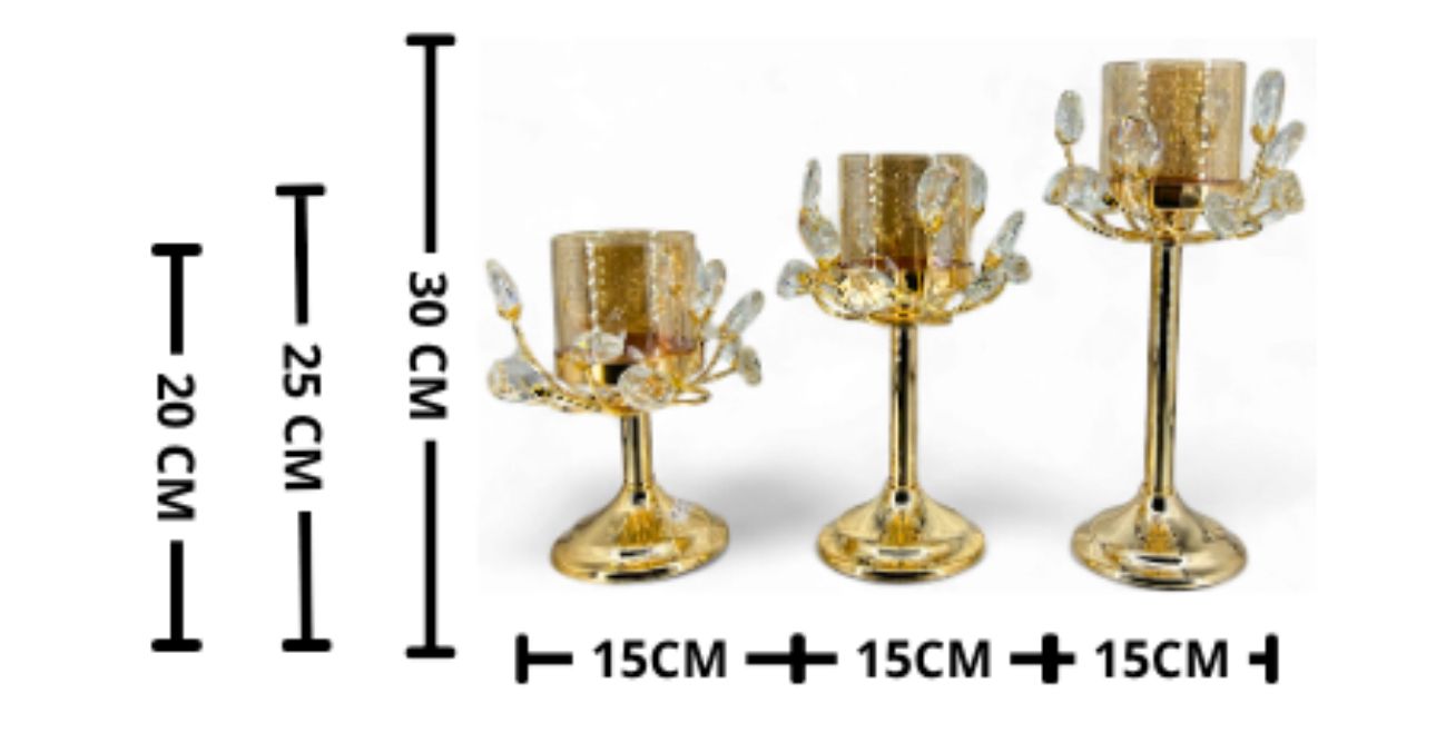 SET DE 3 CANDELABROS DORADO