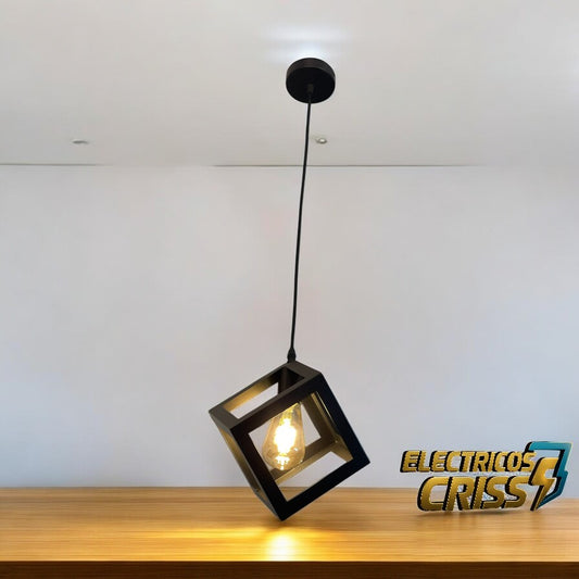 LÁMPARA DE CUBO NEGRO VINTAGE DE BAJO COSTO